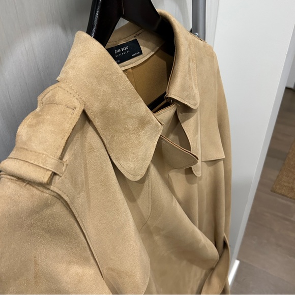Zara long belted coat in camel - Picture 7 of 10